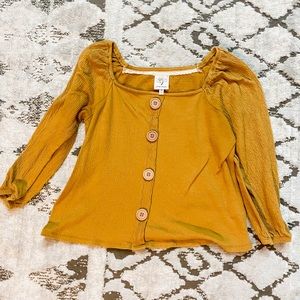 Mustard Button Crop Top
